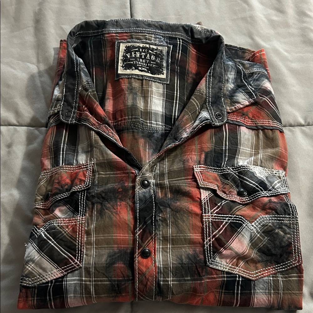 Vintage Multicolor Plaid Men's Shirt